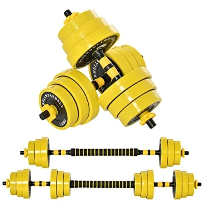 Image of HOMCOM 20KG Dumbbell &amp; Barbell Adjustable Set Plate Bar Clamp Rod Home Gym Sports Area Exercise Ergonomic