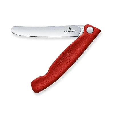 Image of Victorinox Swiss Classic Foldable Paring Knife, For Picknick, Camping, Extra Sharp Blade, Straight Edge, Red