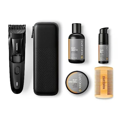 Image of MANSCAPED® The Beard Hedger® Advanced Kit Includes Our Premium Precision &amp; Mustache Trimmer, Hydrating Shampoo, Softening Conditioner, Moisturizing Oil Facial Hair Comb