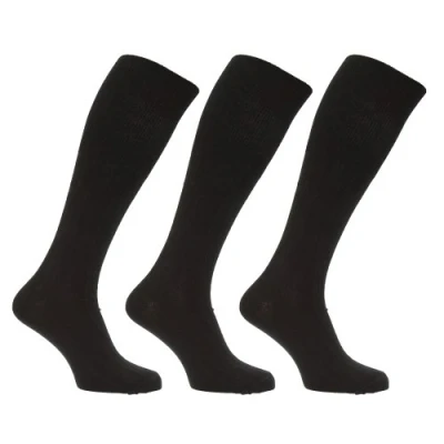 Image of Mens Long Length Ribbed Lambswool Blend Socks (Pack Of 3) (UK 6 11 EURO 39 45) (Black)