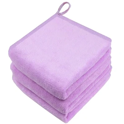 Image of Microfibre Face Cloth Makeup Remover Facial Washcloths Cleaning Towels For Eye Exfoliating Bath 30CM X 3 PACK Purple