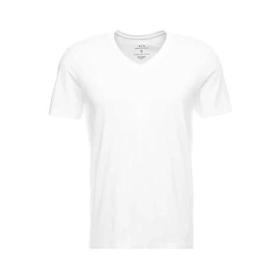 Image of Armani Exchange Men&#039;s Pima Cotton V neck T Shirt, White (White 1100), S UK