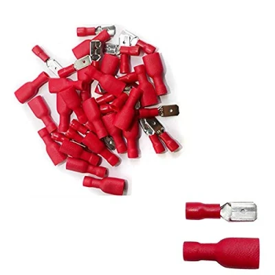 Image of 100x Red Fully Insulated Spade Electrical Crimp Connectors Mixed Male &amp; Female 50x and 50 x FREE FIRST CLASS UK POSTAGE!