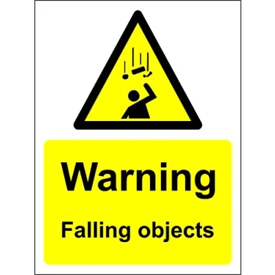 Image of Warning Falling Objects Safety Sign 1.2mm Rigid plastic 400mm x 300mm