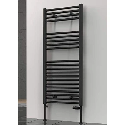 Image of Luxury Premium Central Heating Ladder Rail Black Flat Heated Towel Radiator 500mm x 800mm