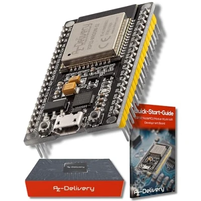 Image of AZDelivery ESP32 DevKitC NodeMCU WiFi WLAN CP2102 WROOM 32D IoT 2 In 1 Microcontroller Bluetooth Module Development Board compatible with Arduino including E Book!