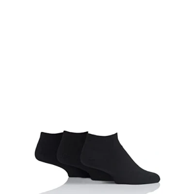 Image of Glenmuir Mens Plain and Patterned Bamboo Trainer Socks Pack of 3 Black 7 11