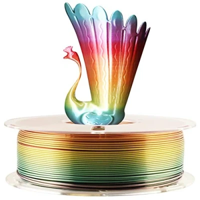 Image of TTYT3D Silk Shiny Fast Color Gradient Change Rainbow Multicolored 3D Printer PLA Filament 1.75mm Printing Material 1kg 2.2lbs Spool, Widely Compatible for FDM with One Bottle Tool by