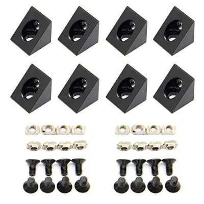Image of Befenybay 8PCS Black Angle Sharp Corner Bracket Connector for 6mm Slot Aluminum Extrusion Profile 2020 Series (Angle 8PCS)