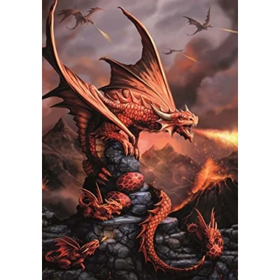 Image of Age of Dragons Fire Dragon Draco Ignis Fantasy Art Anne Stokes Greeting Card