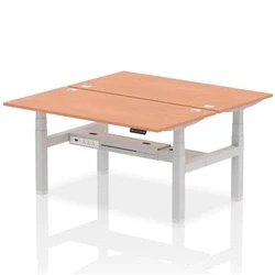 Image of Air B2B 1600x800mm Height Adjustable 2P Bench Desk CP Beech/Silver