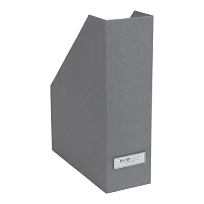 Image of Bigso Box of Sweden Standing Magazine Storage with Label Document Holder Made Fibreboard and Paper Desk Organiser for Files, Documents or Magazines Grey