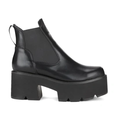 Image of LAMODA Women&#039;s Tough Love Chunky Platform Ankle Boot in Black Vegan Leather, Casual Ladies Pull On Boots with elastic gusset and comfortable sole