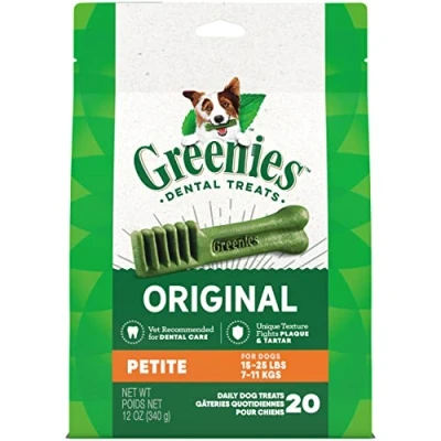 Image of Greenies Original Petite Natural Dental Care Dog Treats, 12 oz. Pack (20 Treats)