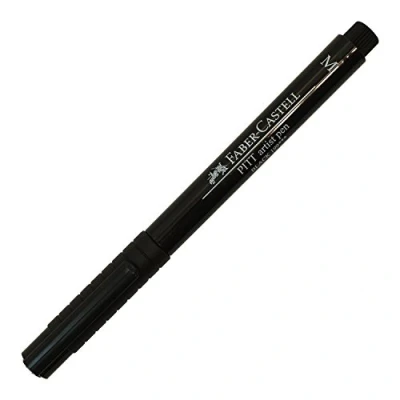 Image of Faber Castell Art &amp; Graphic Pitt Artist Pen Metallic 1.5 India Ink Pen, Black, Single For Art, Craft, Drawing, Sketching, Home, School, University, Colouring