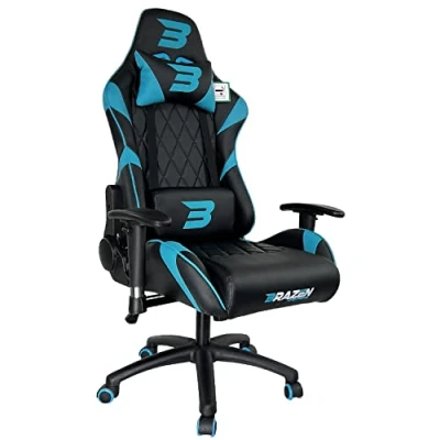 Image of BraZen Venom Esports Elite PC Gaming Chaie, Blue, H 125 135cm x W 68cm D 60cm