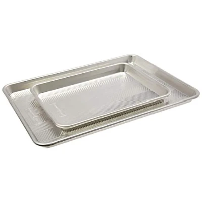 Image of Nordic Ware Naturals Prism Quarter and Half Sheet Set, Aluminium Baking with Improved Airflow, Rustproof Sheet, Made in The USA, Silver