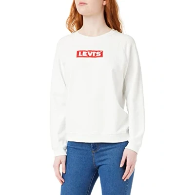 Image of Levi&#039;s Women&#039;s Relaxed Graphic Crew Sweatshirt Box Tab White+ (White) S