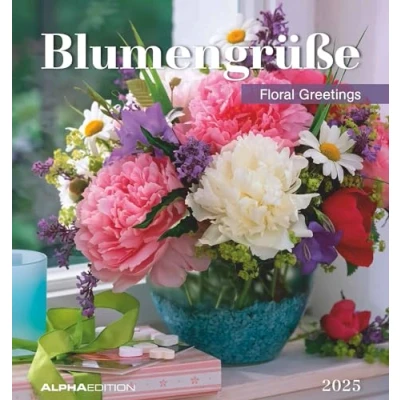 Image of Blumengrüße 2025 Postkartenkalender 16x17 cm Blumen zum Aufstellen oder Aufhängen Monatskalendarium Gadget Mitbringsel Alpha Edition