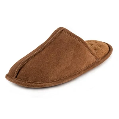Image of Isotoner Mens Real Suede Mule Slippers Tan