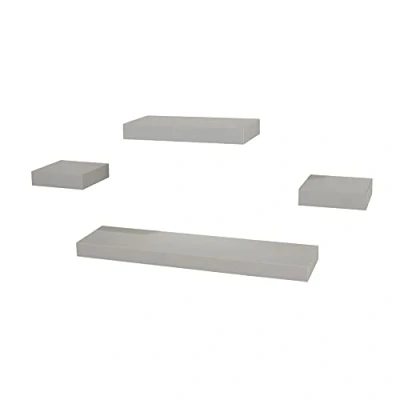 Image of Core Products, Hudson 4 Piece Narrow Wall Shelf Set Light Grey