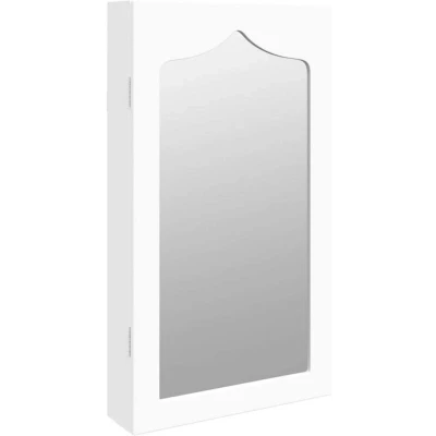Image of vidaXL Mirror Jewellery Cabinet Wall Mounted White 37.5x10x67 cm