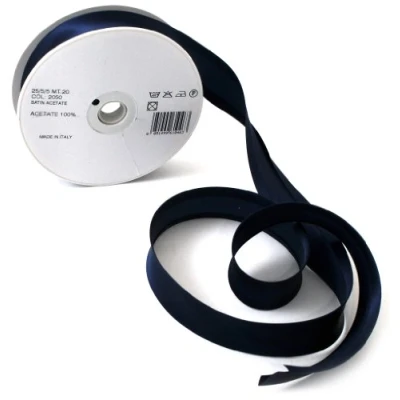 Image of Inastri Acetate Satin Bias Binding 25/5/5mm Colour Navy Blue 2050