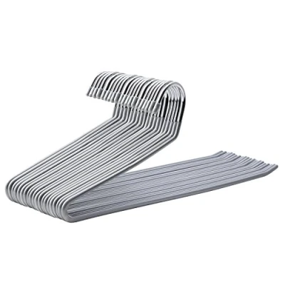 Image of SONGMICS Pack of 20 Metal Trouser Hangers with Open End and Non Slip Coating, Space Saving, 38 cm Wide, Grey CRI04G
