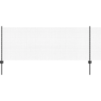 Image of vidaXL Welded Wire Fence with 5 U Posts Grey 0.8x10 m Steel