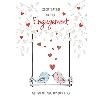 Image of Piccadilly Greetings Modern Engagement Card 7 x 5 inches,white red pink blue
