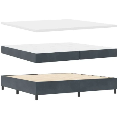 Image of vidaXL Box Spring Bed with Mattress &amp; Bench Dark Grey 200x200 cm Velvet