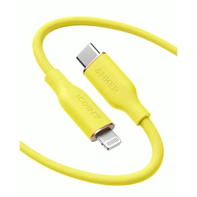 Image of Anker PowerLine III Flow, USB C to Lightning Cable for iPhone 13 Pro 12 11 X XS XR 8 Plus [MFi Certified, 6ft, Daffodil Yellow] Supports Power Delivery, Silicone (Charger Not Included)