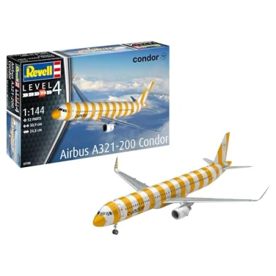 Image of Revell 03788 Airbus A321 200 Condor 1:144 Scale Unbuilt/Unpainted Plastic Model Kit, Molded Colour