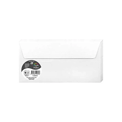 Image of Clairefontaine Ref 50035C Pollen Iridescent Adhesive Envelopes (Pack of 20) DL (110 x 220mm) in Size, 120gsm Paper, Easy to Peel Strip White