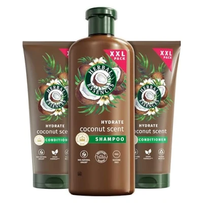 Image of Herbal Essences Coconut Shampoo and Conditioner Set For Dry, Curly or Wavy Hair. Helps to Hydrate, Soften Smooth. All Hair Types Including Curls &amp; Waves, 680ml 2x350ml