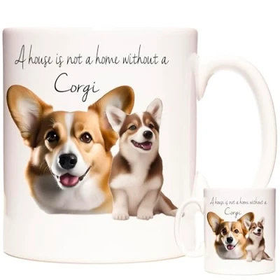 Image of KAZMUGZ Corgi Coffee Mug, A House is not Home Without Corgi. 11oz Ceramic Mug. Mum Gift. Dad Gift