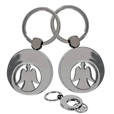 Image of PhiLuMo Set of 2 Guardian Angel Key Fobs Angels as Shopping Trolley Token