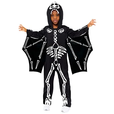 Image of amscan 9917892 Boys Halloween Skeleton Pterodactyl Fancy Dress Costume (Age 8 10 Years)