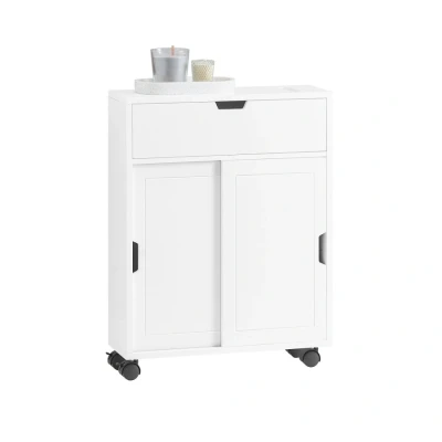 Image of SoBuy® BZR31 W, Bathroom Cabinet Storage Shelf on Wheels, Toilet Paper