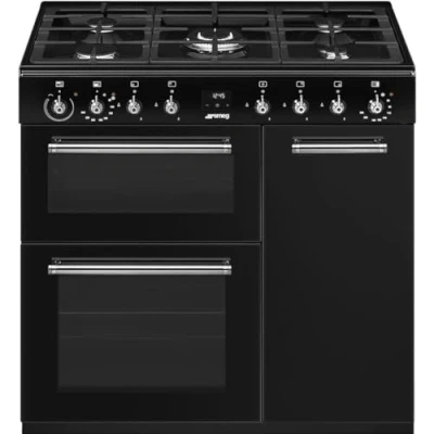 Image of Smeg CX93GMBL 90Cm Range Cooker Dual Fuel Black