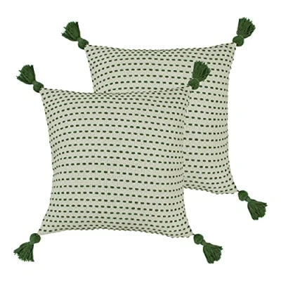 Image of furn. Ezra Cushions (Twin Pack) Green Cotton Size 50 cm x