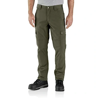 Image of Carhartt Men&#039;s Herren Arbeitshose Ripstop Cargo Fleece Lined, Farbe:Basil, 33l30 Casual Pants, Basil, W33