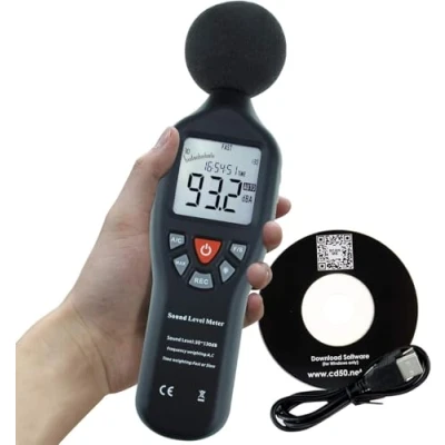 Image of Instrument Compact Professional Digital Sound Level Meter Decibel with Backlit Display High Accuracy Measuring 30dB 130dB Data Record Function