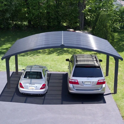 Image of 16&#039; x 19&#039; Palram Canopia Arizona Wave Grey Metal Double Carport (4.95m 5.78m)