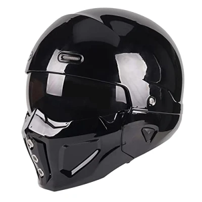 Image of Woljay Open face Full Helmet Motorcycle Modular Helmets for Unisex Adult Street Bike Cruiser Scooter DOT Approved (Gloss Black,XXL)