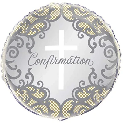 Image of Fancy Gold Cross Confirmation Round Foil Balloon (45cm) Perfect for Celebrations 1 Pc