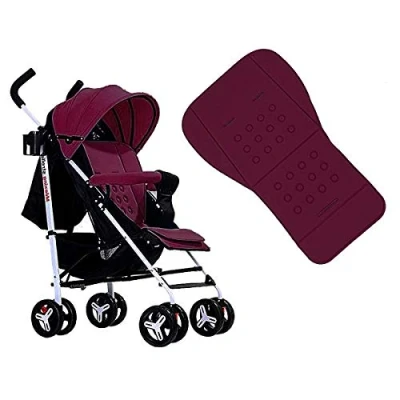 Image of Stroller Cushion, Baby Stroller/Car Seat Liners Pad Cover Foam Cotton Cushion (Deep Red)