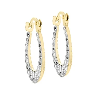 Image of Carissima Gold Women&#039;s 9ct Yellow Crystalique Patterned Creole Earring