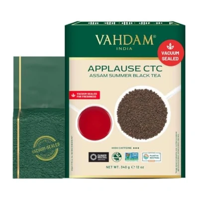 Image of VAHDAM, Assam CTC Black Tea Loose Leaf 340g (170+ Cups) STRONG, BOLD &amp; RICH Pure Chai Unblended Single Origin Vacuum Sealed