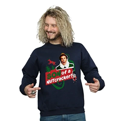Image of Elf Men&#039;s Son of A Nutcracker Sweatshirt Large Navy Blue